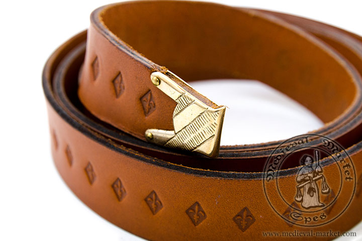 Handcrafted dark brown leather belt with Florentine lily buckle