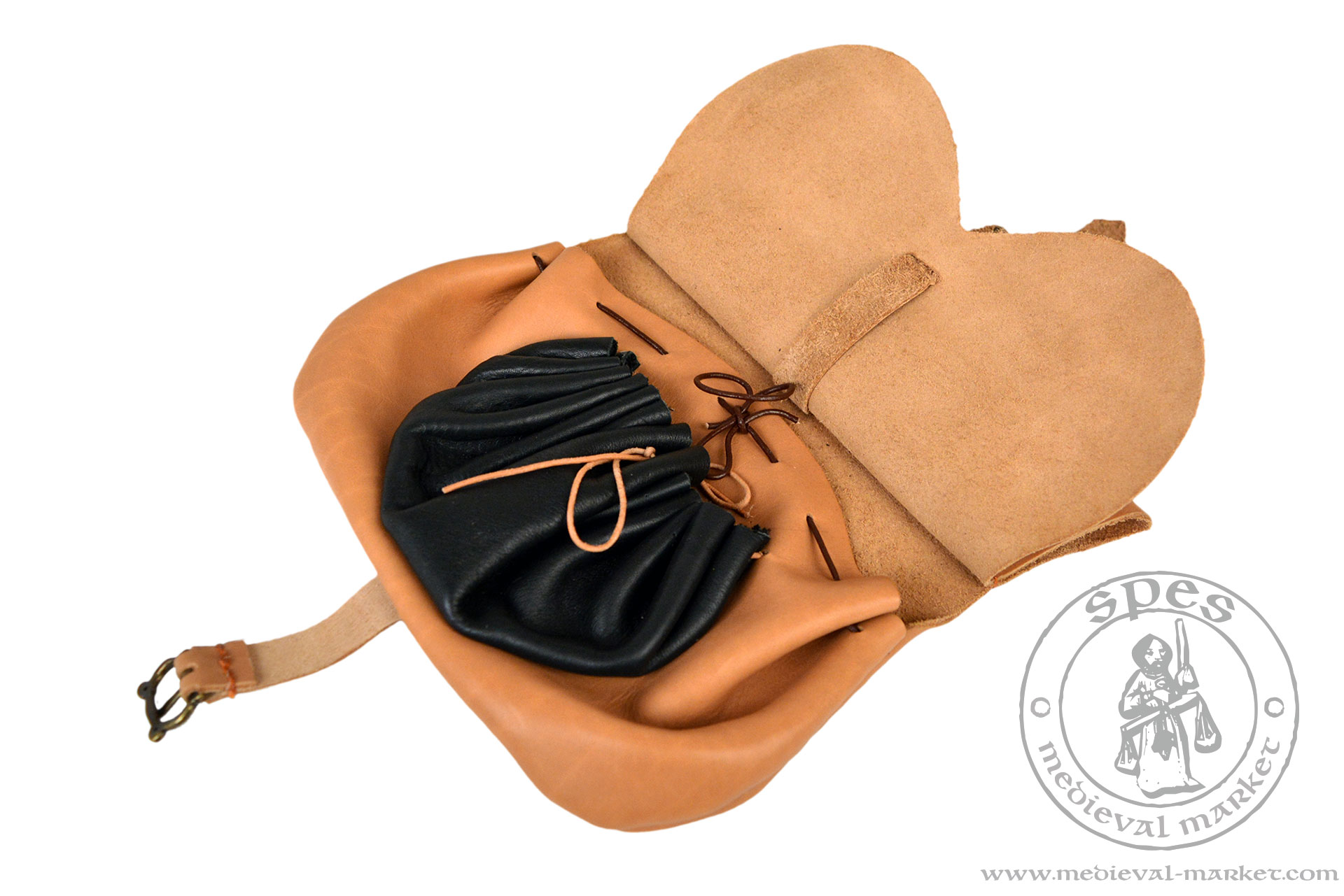 Small Laced Leather Pouch - HW-701482 - LARP Distribution