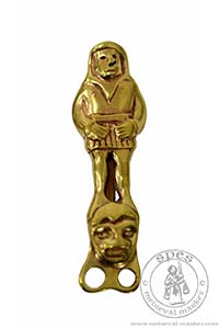  - Medieval Market, Brass double ring belt hanger in the shape of man standing on a large head. 