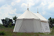 Large Umbrella tent with two poles (8.5 x 4 m) - cotton - Medieval Market, refers to the medieval period
