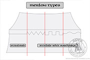 Pawilon jednomasztowy (fi 4,2 m) - bawena - Medieval Market, Merlon types