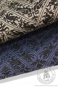 Printed linen Italian pattern Chevron. Medieval Market, black pattern on colored fabric