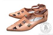 Buty średniowieczne damskie z wycinanką - Medieval Market, Womens medieval shoes with a cut-out. historical