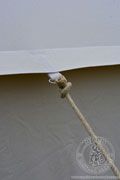 Camp tent - cotton - Medieval Market, Fastening the ropes in the camp tent