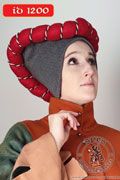 Patterned silk escoffion - stock - Medieval Market, Late medieval bonnet