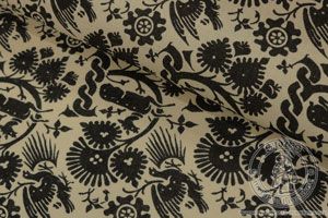 Printed linen Italian pattern Deer. Medieval Market, very nice cream color of the material