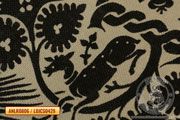 Len drukowany wzór włoski Jelonek - Medieval Market, close-up of patterned printed linen