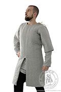 Early gambeson with short sleeves - stock - Medieval Market, Man in quilted armour with short sleeves