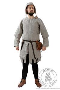 Early gambeson with short sleeves - Medieval Market, Medieval gambeson with ornamental bottom brim