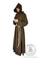  - Medieval Market, Monk robe is loose, full length with extensive hood, which may serve as collar or head covering.