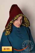 Gremlin hood with patterned lining - mag - Medieval Market, wool hood with linen lining