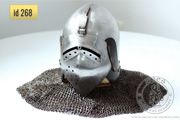 Klappenviser helmet with chain mail aventail - stock. Medieval Market, Medieval Klappenviser helmet 