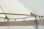 Large Umbrella tent with two poles (8.5 x 4 m) - cotton - Medieval Market, Walls are attached to the roof with S-hooks