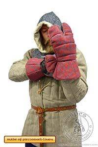 Patterned three-fingered quilted gloves - stock. Medieval Market, 