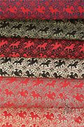 Printed linen de Blois pattern - Medieval Market, black and red patterns on a colored background