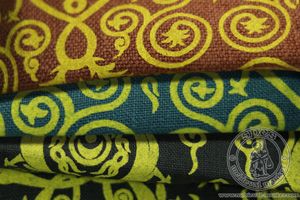 Len drukowany wzór węgierski Bażant. Medieval Market, This fabric has a sophisticated and very rich pattern 