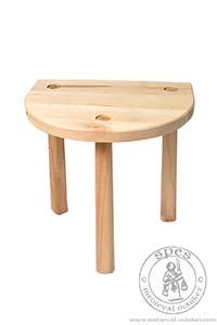 Semi-circular stool from Lund. Medieval Market, foldable wooden stool 