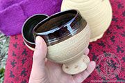 Wine goblet - Medieval Market, in sand color with decorative rings on the outer surface