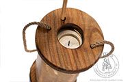 Wooden lantern with a lift - Medieval Market, lamp with  hemp rope